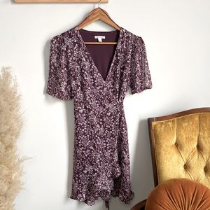 Purple floral wrap dress